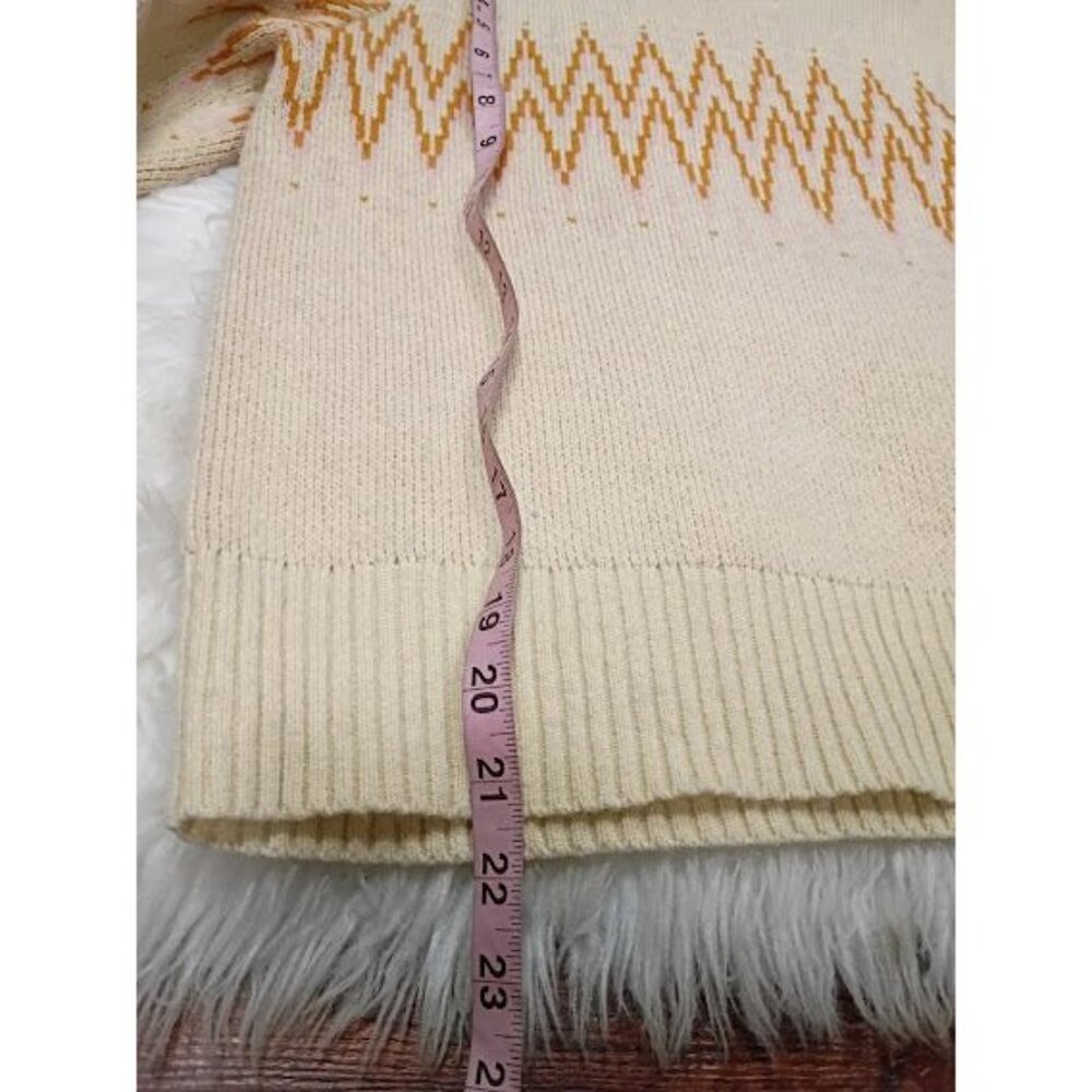 Patagonia Cream Sweater Zigzag Pattern Recycled Wool Blend Size S - Picture 7 of 8